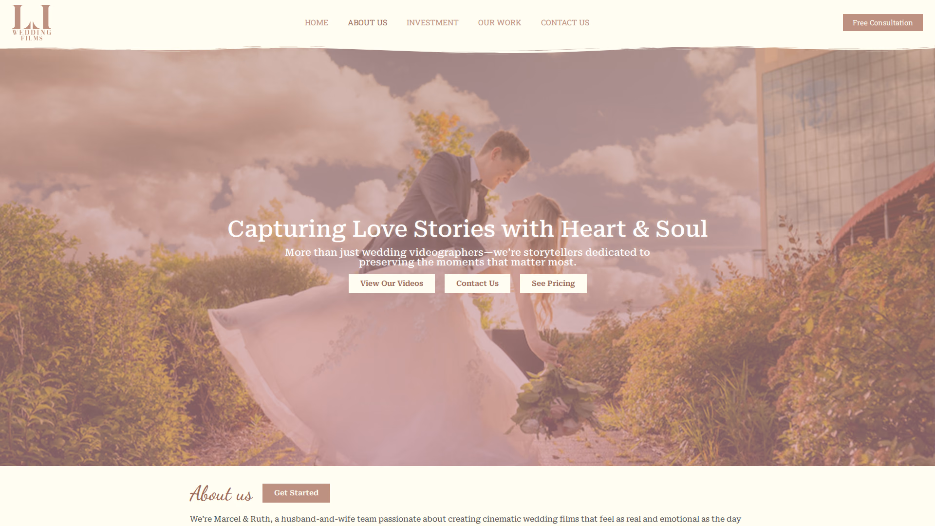 Love Letter Wedding Films about us page (desktop)